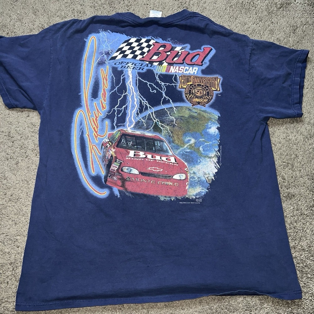 VTG 1998 Budweiser Bud Nascar 50th Anniversary Racing Double Sided T Shirt Large